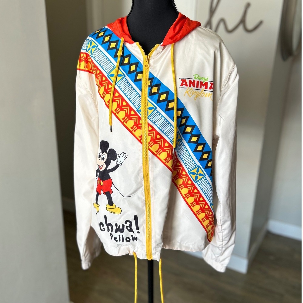 2019 Disney Animal Kingdom Mickey Mouse Fichwa Fellow‎ Windbreaker Jacket Large